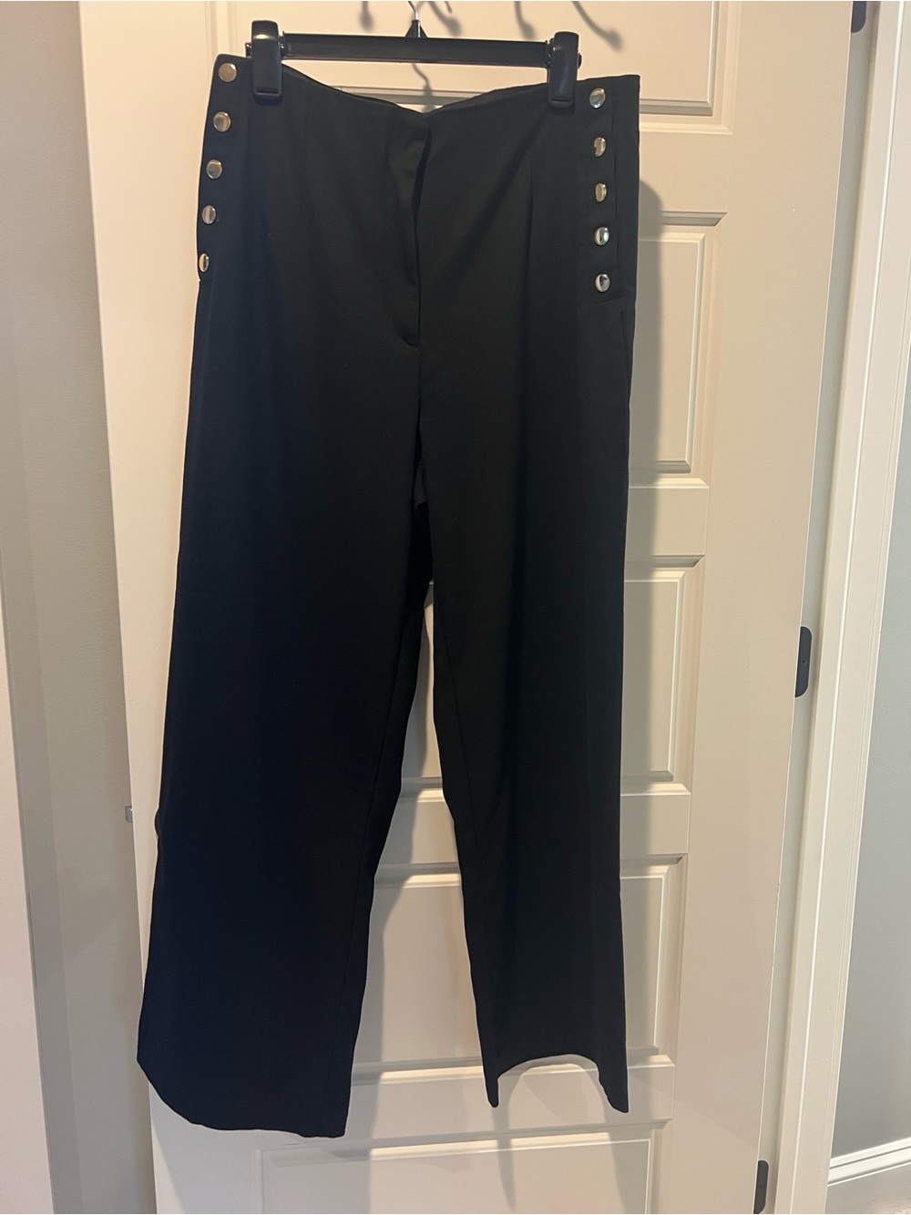 H&M Black Wide-Leg Trousers with Side Buttons